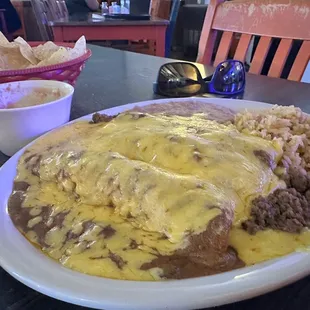 Beef and cheese Enchiladas. Legit.