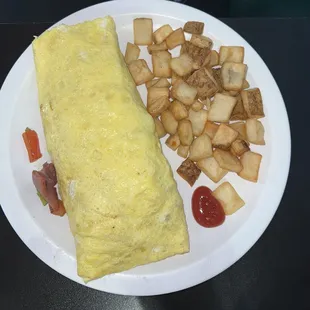 Country Ham Omelette, Home Fries