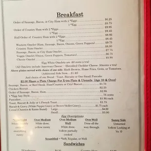 Breakfast menu