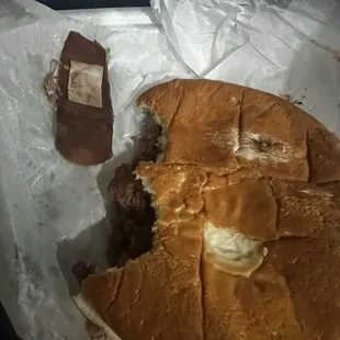 a half eaten sandwich