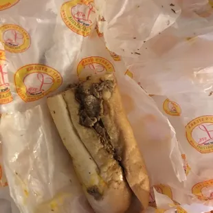 Cheesesteak (1/2 pictured) with cheese whiz or lack thereof