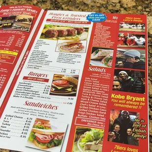 a menu on a table