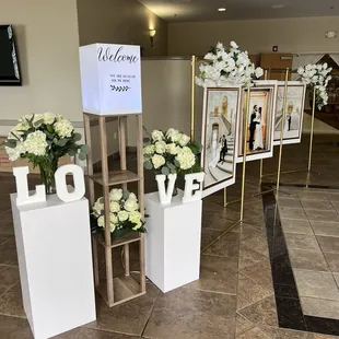Decoration, Flowers, ceiling,chargers and linen Don by Flowers By Alis  209-579-8770