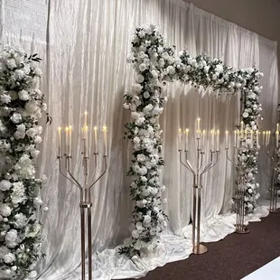 Decoration, Flowers, ceiling,chargers and linen Don by Flowers By Alis  209-579-8770