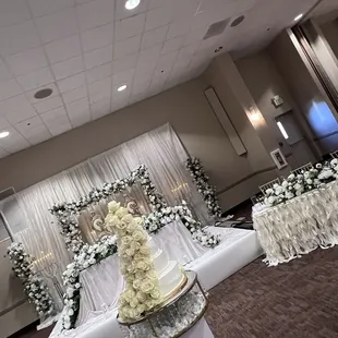 Decoration, Flowers, ceiling,chargers and linen Don by Flowers By Alis  209-579-8770