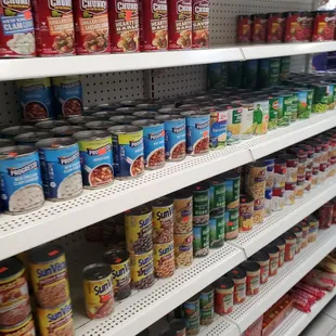 canned food on shelves