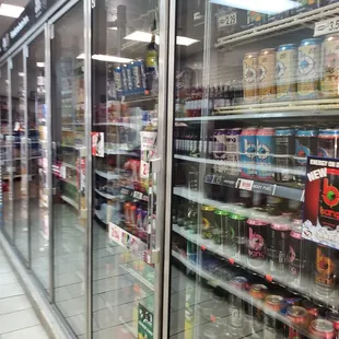 a refrigerated section of a grocery store