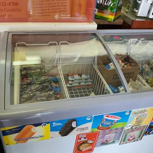 a display of frozen food
