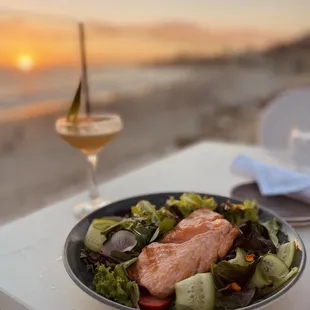 Farm Mixed Green Salad with Salmon