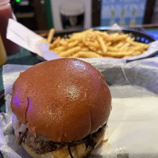 Hamburger and large fries