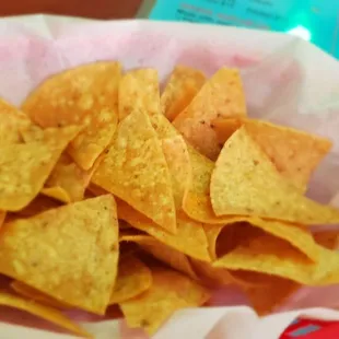 Half sized chips that you can dip in the salsa