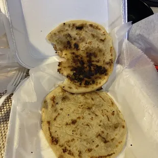 Pupusas top is pork n cheese   Bottom is pork n chicken