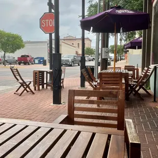 Outdoor seating in front