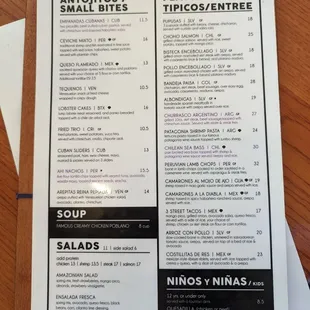 The menu. Weekday. Dinner.
