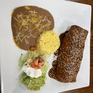 Chicken and Chorizo Burrito with Mole