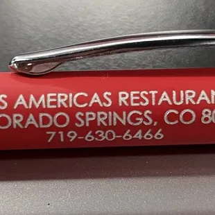 Pen with Restaurant Info