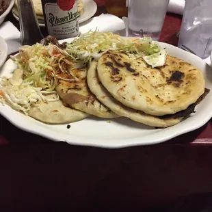 Pupusas with cheese, beans and pork!!