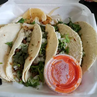 Traditional Steak Tacos with onion and cilantro!
