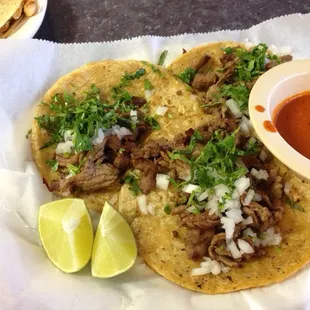 Carne asada tacos.  Special salsa was HOT!  And amazing!