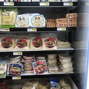 a display of cheese and other foods