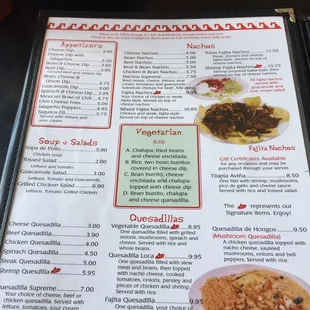 a menu for a mexican restaurant