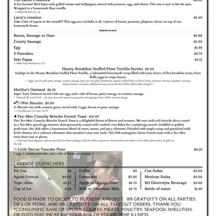 A newly designed breakfast menu. This one is sure to captivate your taste buds