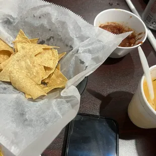 Salsa chips and consomé