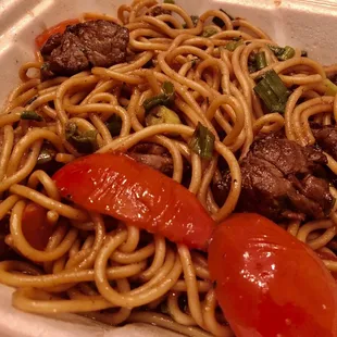 Lomo Saltado with noodles