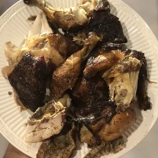 Charcoal chicken chopped up