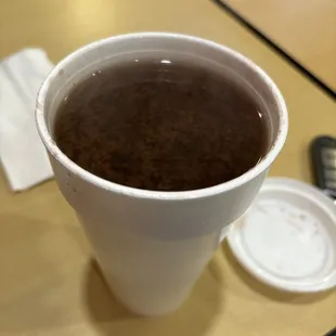 a cup of coffee on a table