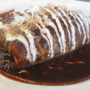 Mole Burrito Mojado con Pollo