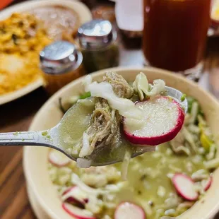 Pozole Verde (with all the aftermarket add ons)