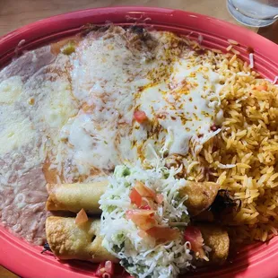 Chile Relleno, cheese enchilada and two taquitos!