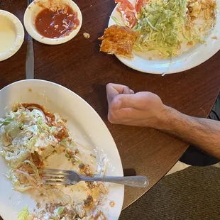 a person eating a plate of food