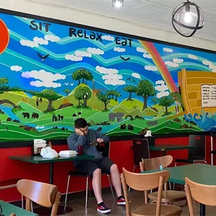 Cute mural on the wall(love the T-Rex - LOL)