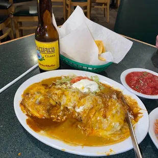 Beef and Bean smothered burrito