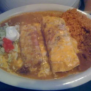 #1 Smothered Beef burrito with Chili Relleno