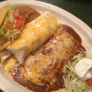 Combo- dry burrito, crunchy taco, enchilada