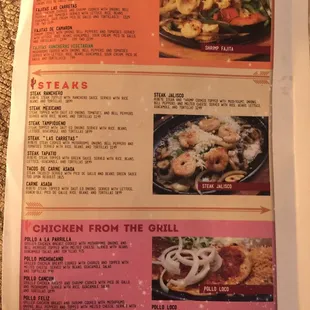 Menu options