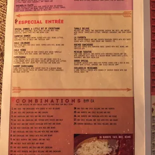 Menu options