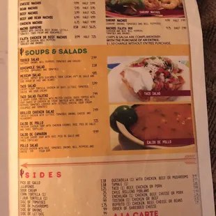 Menu options
