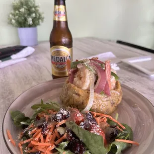 Bifongo stuffed with garlic shrimp