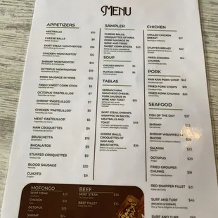 sushi and sashimi, menu