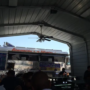 a food truck in a tent