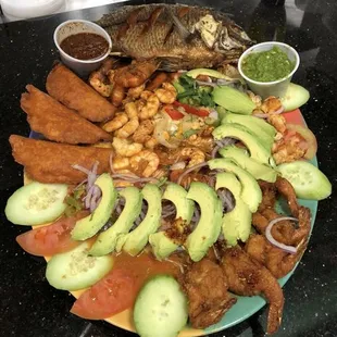 a plate of mexican food
