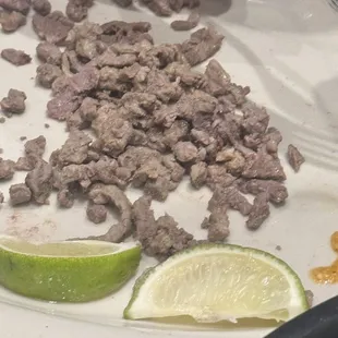 You can see the undercooked meat