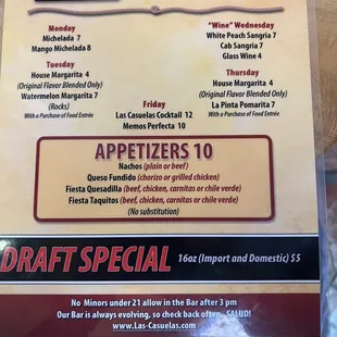 Happy Hour Menu