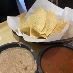 Beans, Side of Chips and Salsa