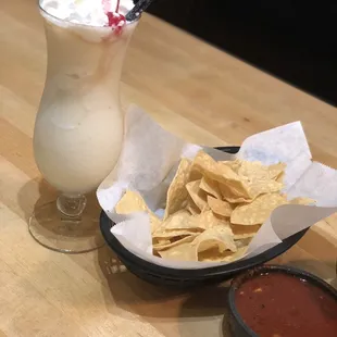 Piña Colada with Chips and Salsa