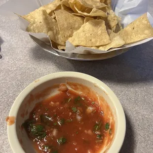 Chips and jalapeño salsa